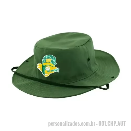 Chapéu Australiano personalizado - Chapeu Australiano em Brim com Cordão e botões de Pressão na Aba. Personalizações  bordadas em silk ou DTF. Somos especializados na fabricação desse produto em grandes quantidades e prazos apertados.