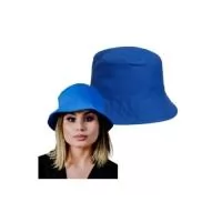 FICHA TÉCNICA – CHAPÉU BUCKET  Produto: Chapéu Bucket / Pescador Estilo: Aba curta 360° Materiais 	• Tecido: Brim leve - Microfibra Características Construtivas 	• Copa cilíndrica estruturada 	• Aba curta com pesponto múltiplo 	• Costuras reforçadas 	• Acabamento interno com viés Personalização Gravação: Bordado - Silk - Sublimação..