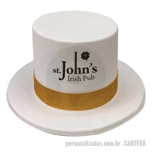 Chapéu de EVA personalizado - Cartola de E.V.A. com 1 cor de  impressão em transfer, acabamento fita Bagum e Alça de E.V.A. amarelo Glitter