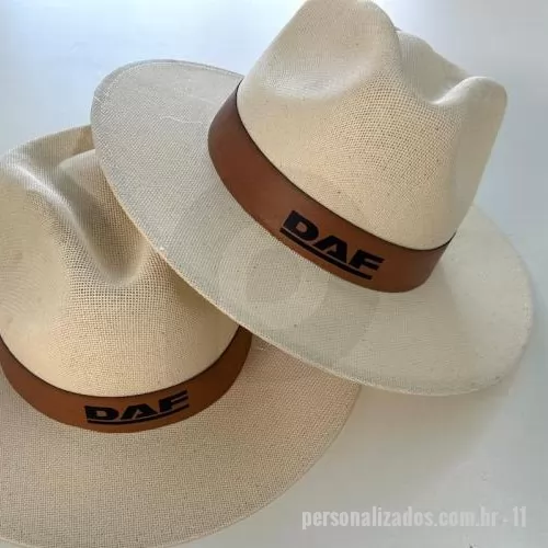 Chapéu personalizado - Chapéu de lona, com faixa, podendo escolher faixa em couro ou em brim, sendo logos em Silk, DTF ou bordado. 