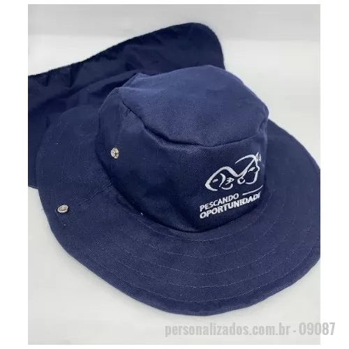 Chapéu personalizado - CHapéu em Brin Personalizado com Porteção de Nuca e Botões Para Abas