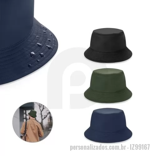 Chapéu personalizado - Panamá em poliéster 100% reciclado, repelente à água. Confortável, leve e prático para o dia a dia, faça chuva ou sol. ø59 mm