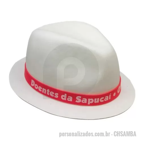 Chapéu personalizado - Chapéu Samba em E.V.A. 1 cor de impressão silk na fita em E.V.A.