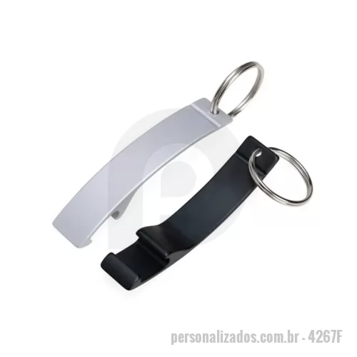 Chaveiro com abridor de garrafa personalizado - Chaveiro abridor metálico com acabamento fosco.
