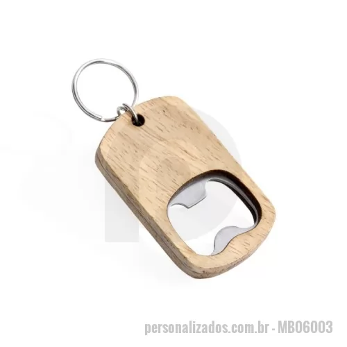 Chaveiro com abridor de garrafa personalizado - Chaveiro em Madeira com Abridor de Garrafas Personalizado com o seu Logo