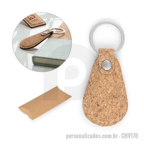 Chaveiro ecológico personalizado - Chaveiro Ecológico em Cortiça Gota
