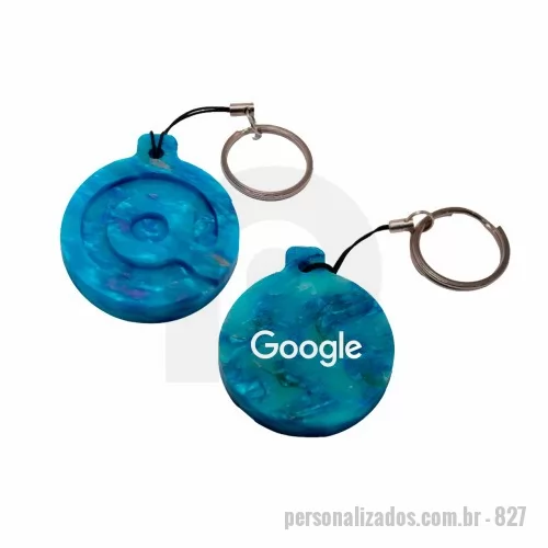 Chaveiro ecológico personalizado - Green Plasticaria, fabricado 100% com plástico reciclado, produto inovador e eco sustentável, medindo 4,7x4,2cm , a escolha ideal para o meio ambiente e para adequação às estratégias corporativas de ESG.