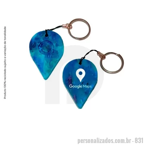 Chaveiro ecológico personalizado - Green Plasticaria, fabricado 100% com plástico reciclado, produto inovador e eco sustentável, medindo 5,5x3,9cm, a escolha ideal para o meio ambiente e para adequação às estratégias corporativas de ESG.