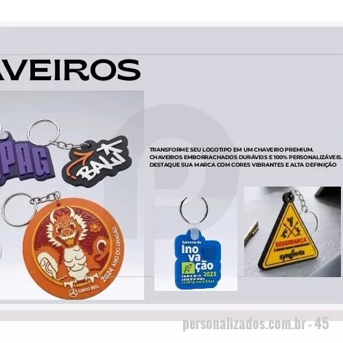 Chaveiro emborrachado personalizado - Chaveiro emborrachado Personalizado - 45 - Chaveiros emborrachados personalizados com alta qualidade e acabamento durável. Ideais para empresas, brindes, eventos e lembranças exclusivas, com design único que destaca sua marca ou estilo. - 181710 - Chaveiro emborrachado