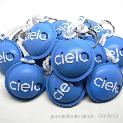 Chaveiro flutuante personalizado - Chaveiro Emborrachado, Gravação em Alto relevo com a logo do cliente. Desenvolvimento de formato específico. Acabamento em cordão de nylon e argola (ou em corrente metálica e argola).