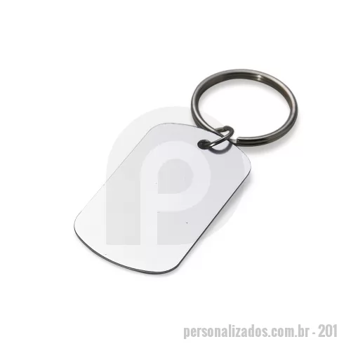 Chaveiro metálico personalizado - Chaveiro plaquinha metálica. Formato retangular com bordas arredondadas de frente e verso liso, pintura fosca.