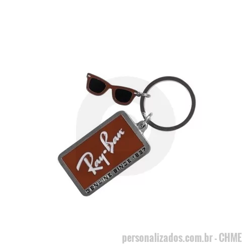 Chaveiro metálico personalizado - Chaveiro em metal gravação alto/baixo relevo, banho niquelado ou dourado, pintura à mão. Formato recortado conforme logomarca / arte do cliente.