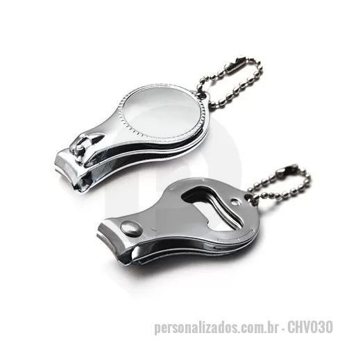 Chaveiro metálico personalizado - Chaveiro Abridor Metal e Cortador de Unhas