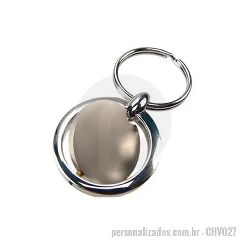 Chaveiro metálico personalizado - Chaveiro Metal Redondo Giratório