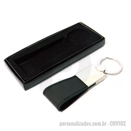 Chaveiro metálico personalizado - Chaveiro Metal com Detalhe em Couro Sintético