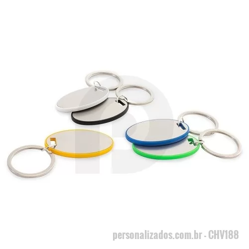 Chaveiro metálico personalizado - Chaveiro Metal Oval
