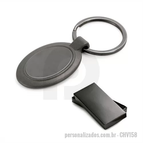 Chaveiro metálico personalizado - Chaveiro Metal Chumbo Oval