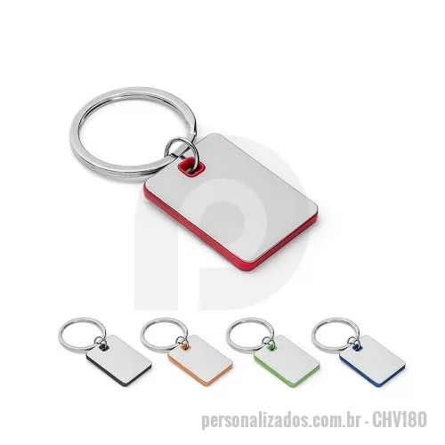 Chaveiro metálico personalizado - Chaveiro Metal Retangular