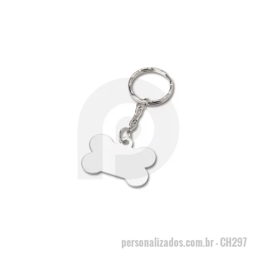 Chaveiro metálico personalizado - Chaveiro de Alumínio Formato Osso Personalizado