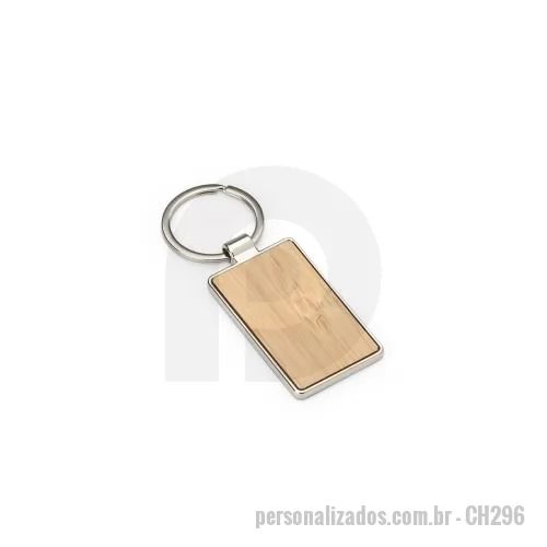Chaveiro metálico personalizado - Chaveiro de Metal e Bambu Personalizado