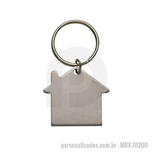 Chaveiro metálico personalizado -  Chaveiro plaquinha metálica em formato casa com pintura fosca, frente e verso liso.