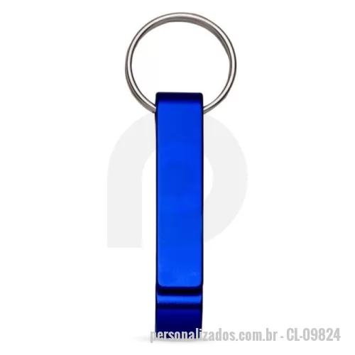 Chaveiro metálico personalizado - Chaveiro abridor de garrafas em metal com argola em ferro niquelado.