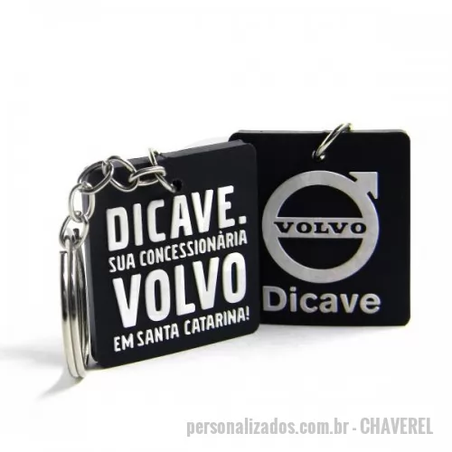 Chaveiro personalizado - Chaveiro Emborrachado, Gravação em Alto relevo com a logo do cliente. Desenvolvimento de formato específico. Acabamento em cordão de nylon e argola (ou em corrente metálica e argola).