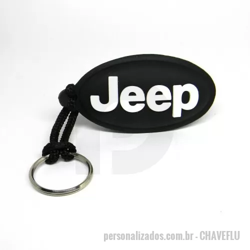 Chaveiro personalizado - Chaveiro Emborrachado, Gravação em Alto relevo com a logo do cliente. Desenvolvimento de formato específico. Acabamento em cordão de nylon e argola (ou em corrente metálica e argola).