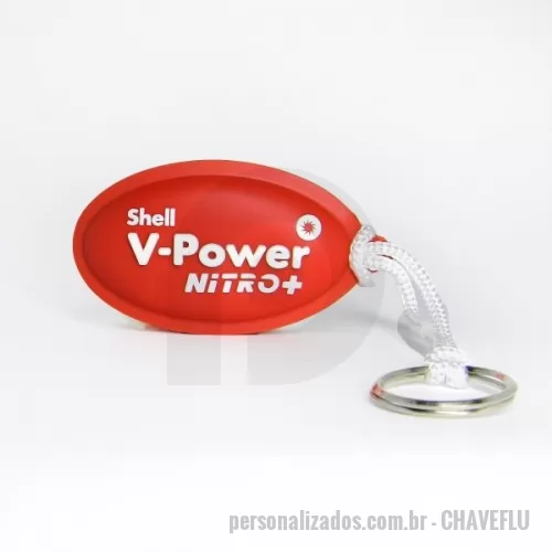 Chaveiro personalizado - Chaveiro Emborrachado, Gravação em Alto relevo com a logo do cliente. Desenvolvimento de formato específico. Acabamento em cordão de nylon e argola (ou em corrente metálica e argola).