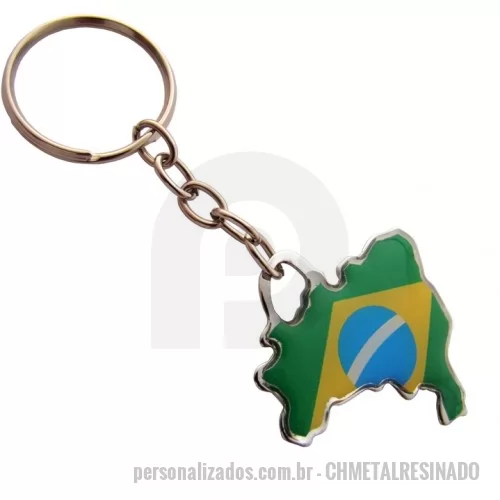 Chaveiro personalizado - Chaveiro em metal, banho niquelado ou dourado, impressão digital 01 ou 02 lados sem limite de cores e acabamento em resina cristal de alta durabilidade. Formato recortado conforme logomarca ou arte  do cliente.