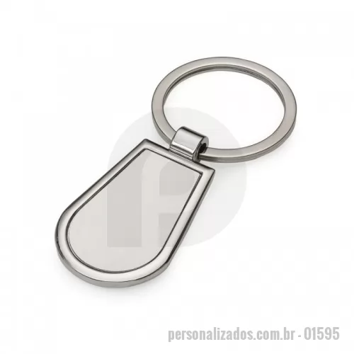 Chaveiro personalizado - Chaveiro de metal com chapa central, verso liso.  