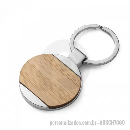 Chaveiro personalizado - Chaveiro Personalizado - ARKCH7060 - Chaveiro de metal + bambu, acompanha caixa imitando bambu com berço para encaixe do chaveiro. - 161148 - Chaveiro