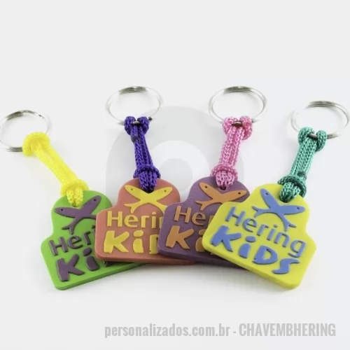 Chaveiro personalizado - Chaveiro Emborrachado Gravação em Alto relevo com a logo do cliente.  Desenvolvimento de formato e marca específica. Acabamento em cordão de nylon e argola (ou em corrente metálica e argola). Faça seu orçamento.