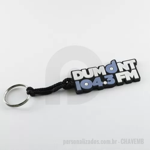 Chaveiro personalizado - Chaveiro Emborrachado Gravação em Alto relevo com a logo do cliente.  Desenvolvimento de formato e marca específica. Acabamento em cordão de nylon e argola (ou em corrente metálica e argola). Faça seu orçamento.
