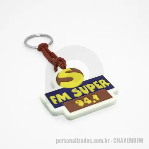 Chaveiro personalizado - Chaveiro Emborrachado Gravação em Alto relevo com a logo do cliente.  Desenvolvimento de formato e marca específica. Acabamento em cordão de nylon e argola (ou em corrente metálica e argola). Faça seu orçamento.