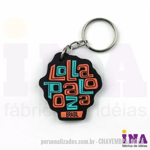 Chaveiro personalizado - Chaveiro Emborrachado Gravação em Alto relevo com a logo do cliente.  Desenvolvimento de formato e marca específica. Acabamento em cordão de nylon e argola (ou em corrente metálica e argola). Faça seu orçamento.