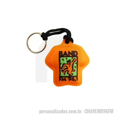 Chaveiro personalizado - Chaveiro Emborrachado Gravação em Alto relevo com a logo do cliente.  Desenvolvimento de formato e marca específica. Acabamento em cordão de nylon e argola (ou em corrente metálica e argola). Faça seu orçamento.