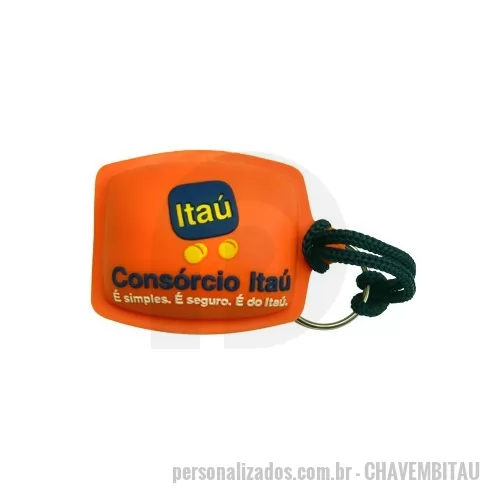 Chaveiro personalizado - Chaveiro Emborrachado Gravação em Alto relevo com a logo do cliente.  Desenvolvimento de formato e marca específica. Acabamento em cordão de nylon e argola (ou em corrente metálica e argola). Faça seu orçamento.
