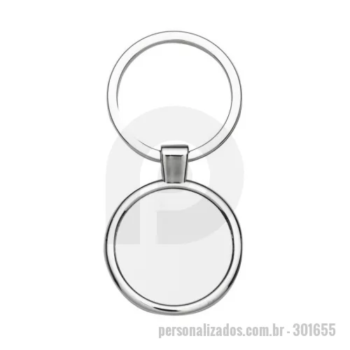 Chaveiro personalizado - Chaveiro de metal redondo com chapa central, verso liso.