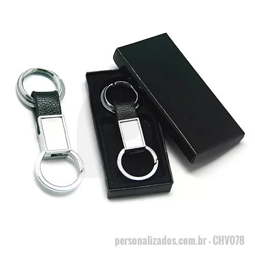 Chaveiro personalizado - Chaveiro Metal com 2 Argolas e Mosquetão
