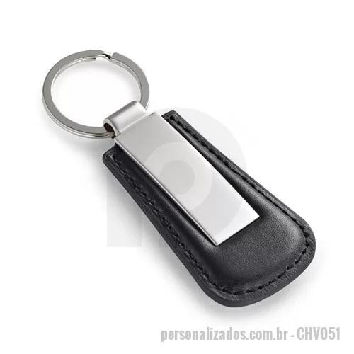 Chaveiro personalizado - Chaveiro Metal com Detalhe em Couro Sintético