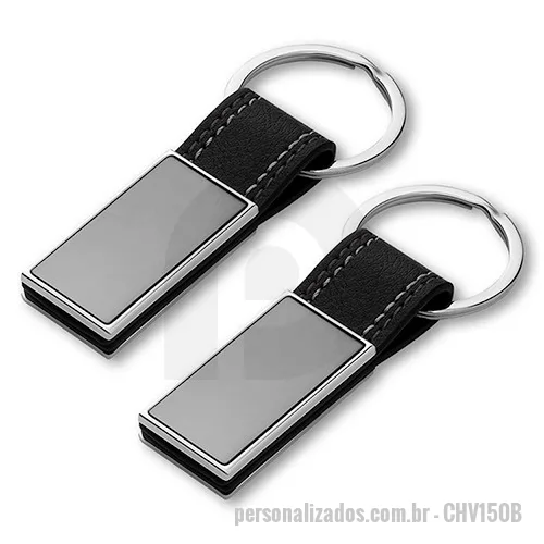 Chaveiro personalizado - Chaveiro  personalizado com acabamento em níquel brilhante e detalhes em PU, ideal para brindes corporativos que combinam funcionalidade e elegância. Com design sofisticado, é perfeito para ações promocionais que destacam sua marca com estilo. O chaveiro acompanha uma caixa com berço aveludado, garantindo uma apresentação premium que valoriza ainda mais o presente. Personalize com o logotipo da sua empresa e ofereça um brinde refinado e durável para clientes e parceiros.