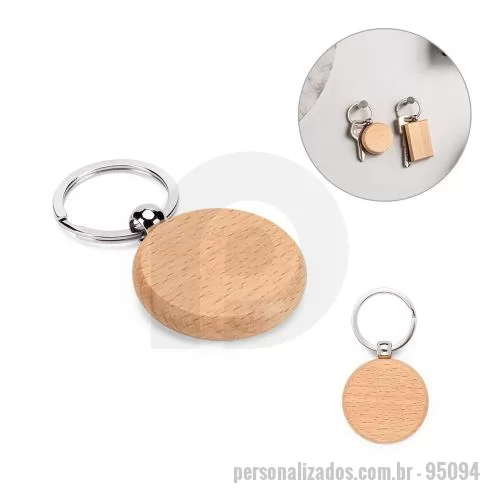 Chaveiro personalizado - Chaveiro Personalizado - 95094 - Chaveiro em madeira de faia, resistente e elegante. Possui uma argola em ferro para facilitar o transporte e arrumação. A cor e o resultado da impressão nos materiais naturais pode variar entre produtos. 40 x 77 mm | Chaveiro: ø40 mm | Argola: ø32 mm - 179295 - Chaveiro