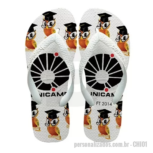 Chinelo personalizado - Chinelo Havainas Similar (BRANCA) Gravação Transfer Digital no Solado.