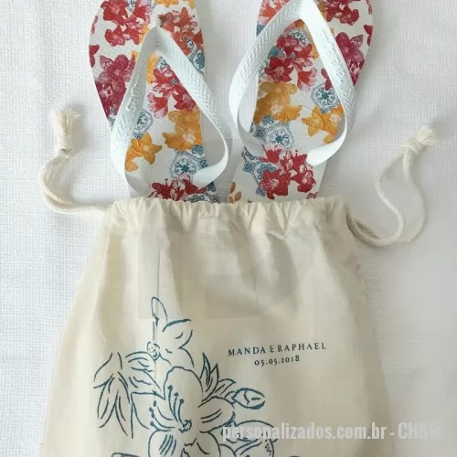 Chinelo personalizado - Havaiana personalizada com embalagem em algodão,Frete gratis