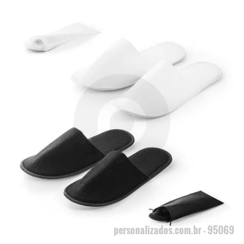 Chinelo personalizado - Chinelos de quarto unissex em poliéster com acabamento macio. Fornecidos em bolsa de TNT. 280 x 112 mm