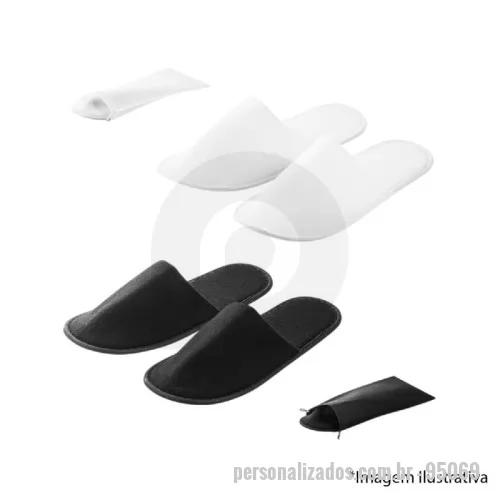 Chinelo personalizado - Chinelos de quarto unissex em poliéster com acabamento macio. Fornecidos em bolsa de TNT 