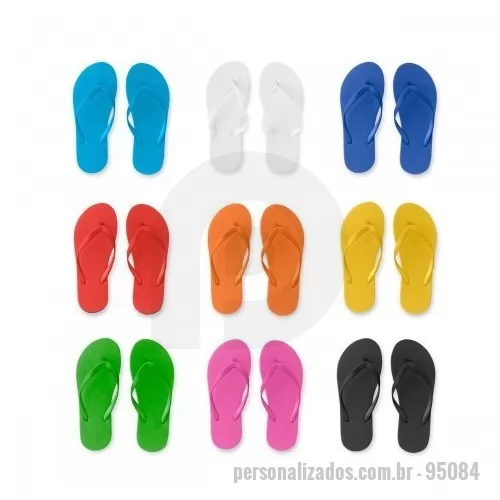 Chinelo personalizado - Chinelos confortáveis com sola em PE e tira em PVC. Disponível numa variada gama de cores. Tamanhos disponíveis: P/M (36 ao 39). Fornecidos em polybag. P/M