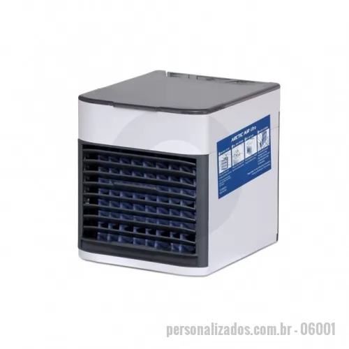 Climatizador de ar personalizado - Mini climatizador de ar portátil multifunções, possui reservatório de água de 500ml, três níveis de potência, oscilação vertical com regulagem manual e luzes LED RGB. Pode ser usado como climatizador, ventilador e umidificador.