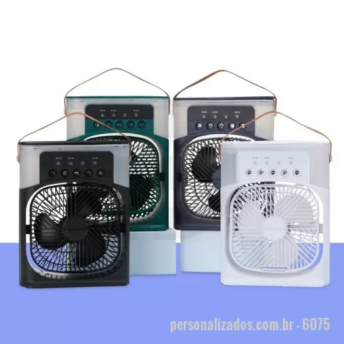 Climatizador de ar personalizado - Climatizador de mesa com reservatório de água com capacidade de 600ml. Possui 3 intensidades de ventilação